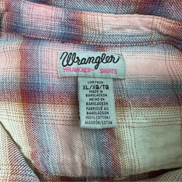 Wrangler Wrancher Shirts Button Down Plaid Western XL - Picture 3 of 4